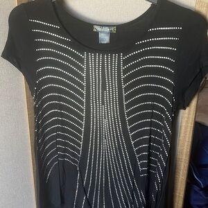 FINAL MARKDOWN Ivory love Black Studded look Blouse small